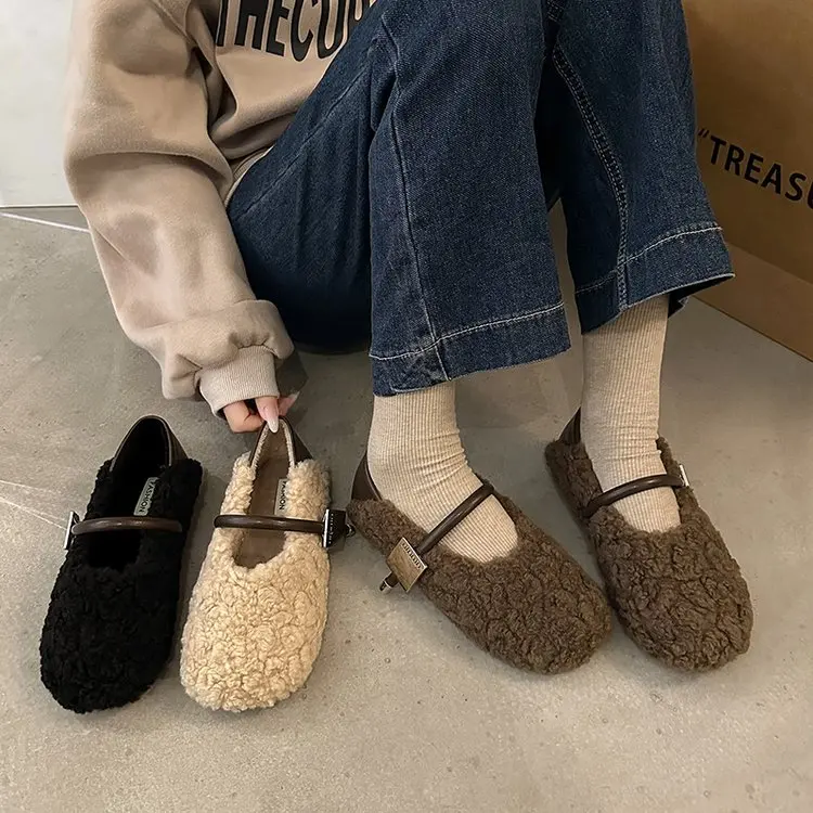 

Winter Shoes Women Casual Female Sneakers Autumn Shallow Mouth Flats Slip-on Loafers Fur Round Toe New Fall Comfortable Dress Sl