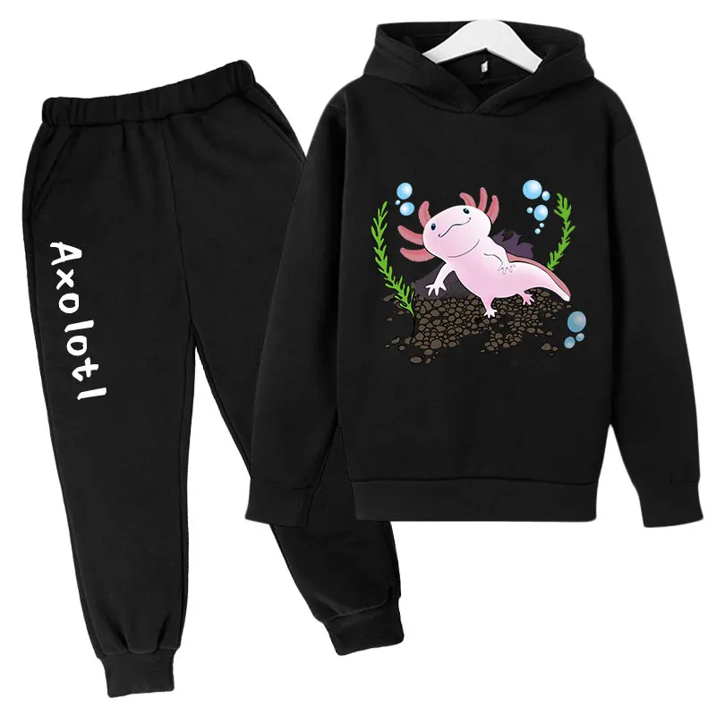 Printing Axolotl Hoodie Sets children Clothing Suit baby boys girls Top +pants 2p Fall little girl Wear Kids Sweatshirts Gift baby Children Clothing Sets Clothing Sets