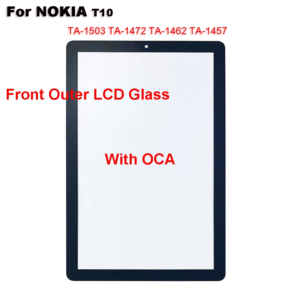 터치 스크린 패널 태블릿 전면 외부 LCD 유리 렌즈, OCA 포함, 노키아 T10 TA-1503 TA-1472 TA-1462 TA-1457, 8.0 인치