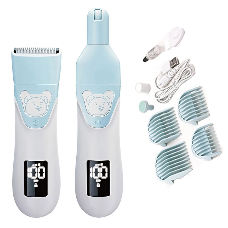 Children's Electric Baby Hair Trimmer Hair Clipper Nail Polisher 2 in 1 Baby Hair Care Cutting Rechargeable Kids Hair Shaver