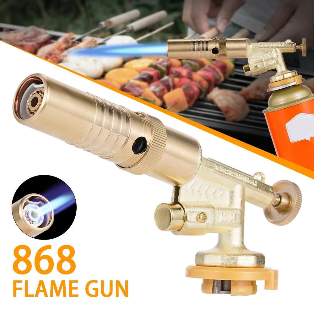 

Weld Torch Gas Burner Flame Gun High Temperature All Copper Gas Torch Brazing Automatic Ignition Gun Picnic BBQ Baking Igniter