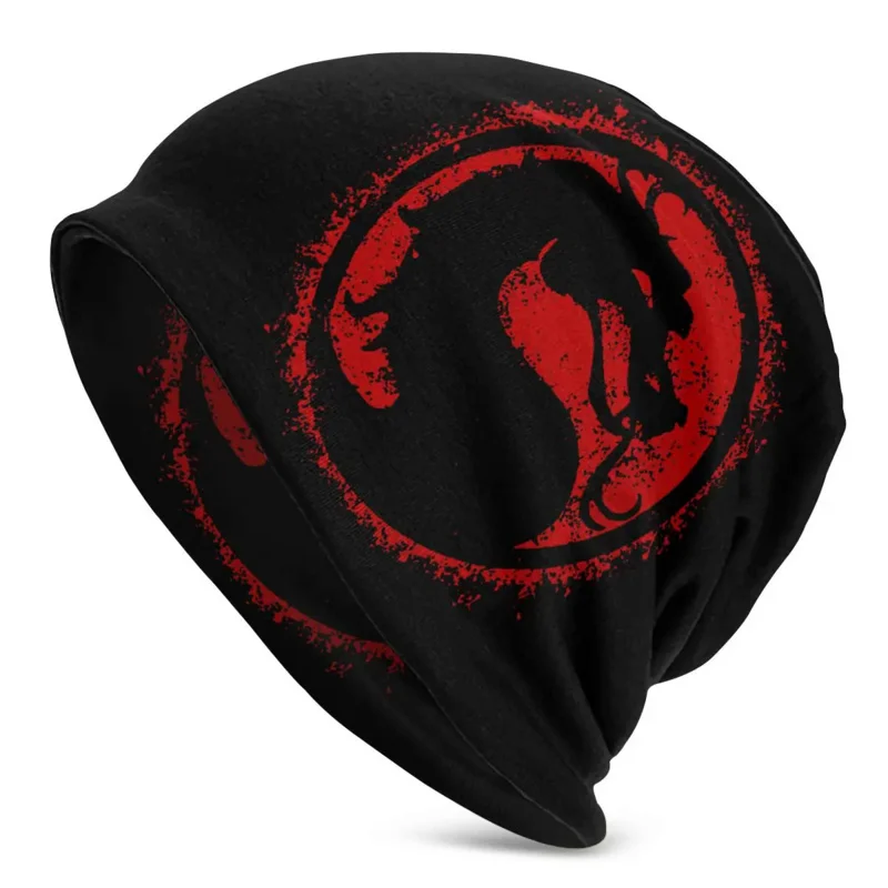 

Винтажные уличные облегающие шапки Mortal Kombat в стиле унисекс, вязаная шапка для взрослых, мужская и женская Зимняя Теплая эластичная