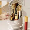 360° Rotating Makeup Brush Holder with Lid Desktop Makeup Organizer Cosmetic Storage Dustproof Brush Holder Jewelry Container 5