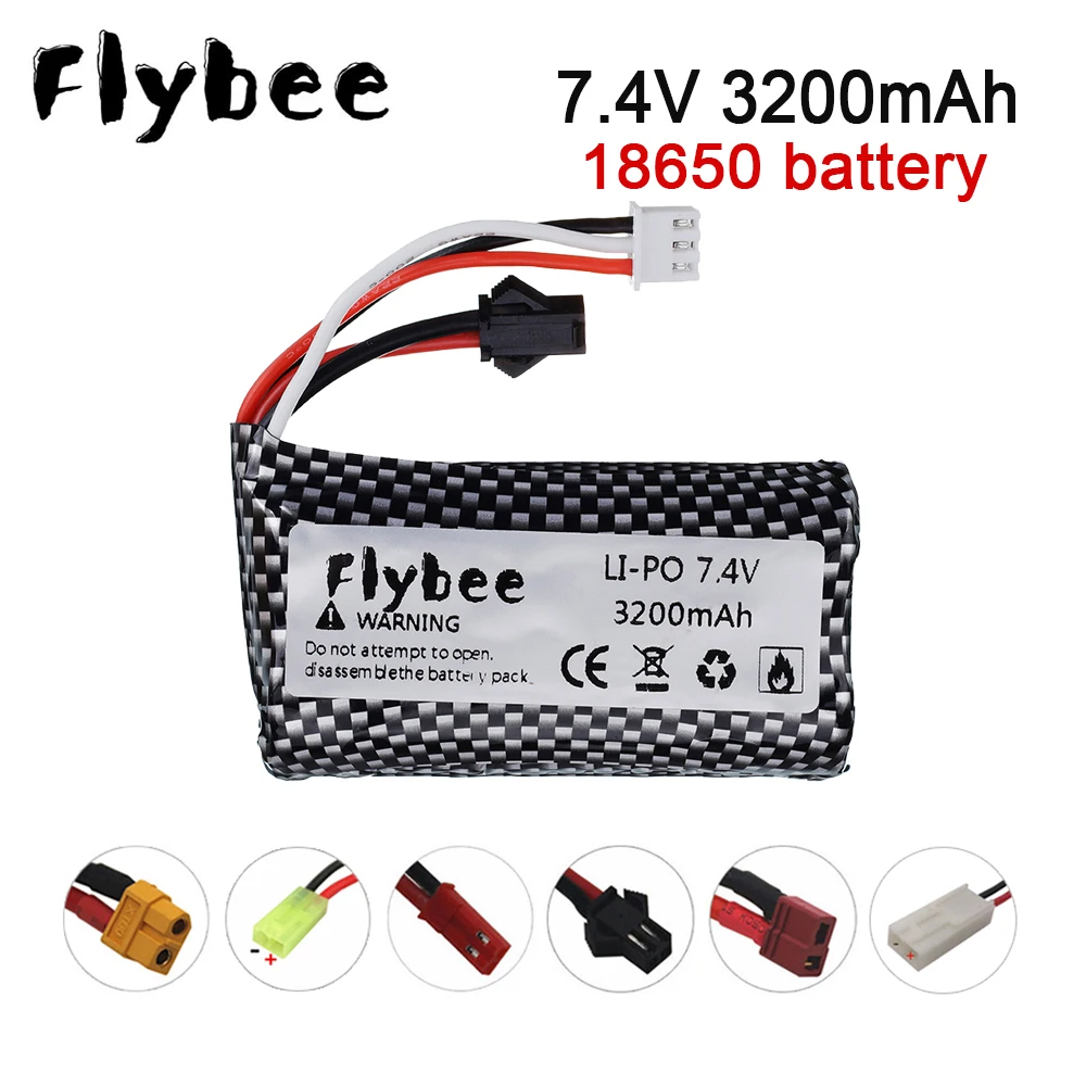 

18650 7,4 V 3200mAh литий-ионная батарея SM/JST/T/TAMIYA штепсельная Вилка для дистанционного управления вертолетом на дистанционном управлении детали для игрушек 7,4 V 2S Аккумуляторы для игрушек батарея
