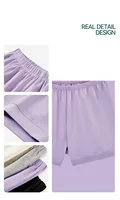Women's Yoga Shorts Pure Color Cotton Loose Breathable Sports Shorts Anti-See-Through Elastic Fitness Shorts Summer Purple - Image 6