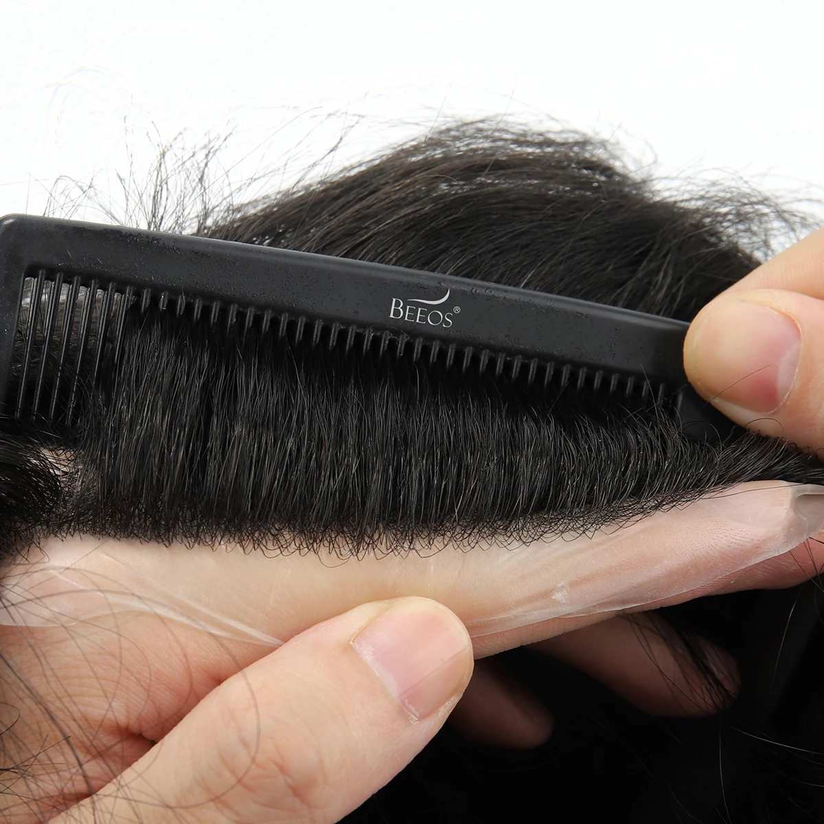 Beeos TJNG 6 inches 0.03-0.04mm Super Thin Skin Men Toupee Hair System Human Hair Protesis Capilar Hombre Pelo Humano 5