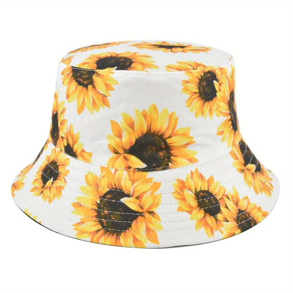 

Sunflower Reversible Bucket Hat Sun Protection Breathable Fisherman Hat For Women Men Summer Sport Fishing Hiking Beach Bob Cap