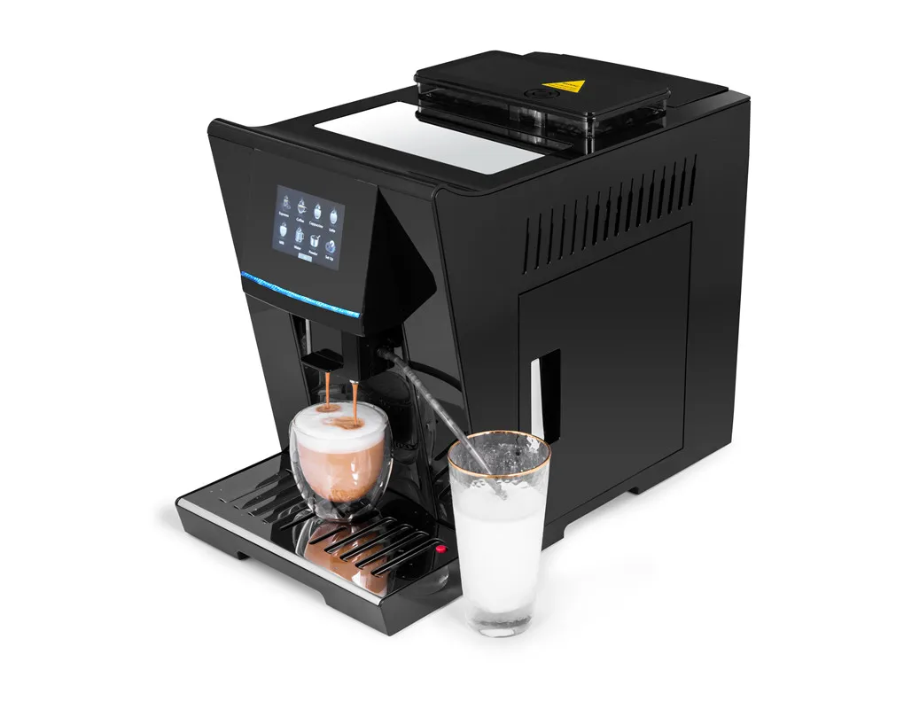 4 Language One Touch Fully Automatic Bean To Cup Espresso Coffee Machine Coffee Beans Powder Brewing Milk Foam Cappuccino Latte