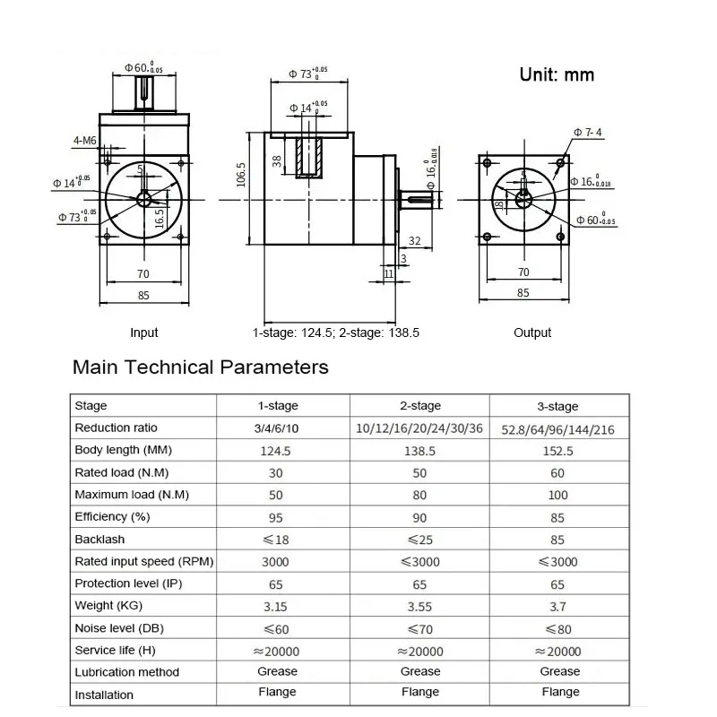 Right Angle Planetary Gear Reducer With Reduction Ratio 4 5 6 10 For CNC Nema34 Stepper Motor