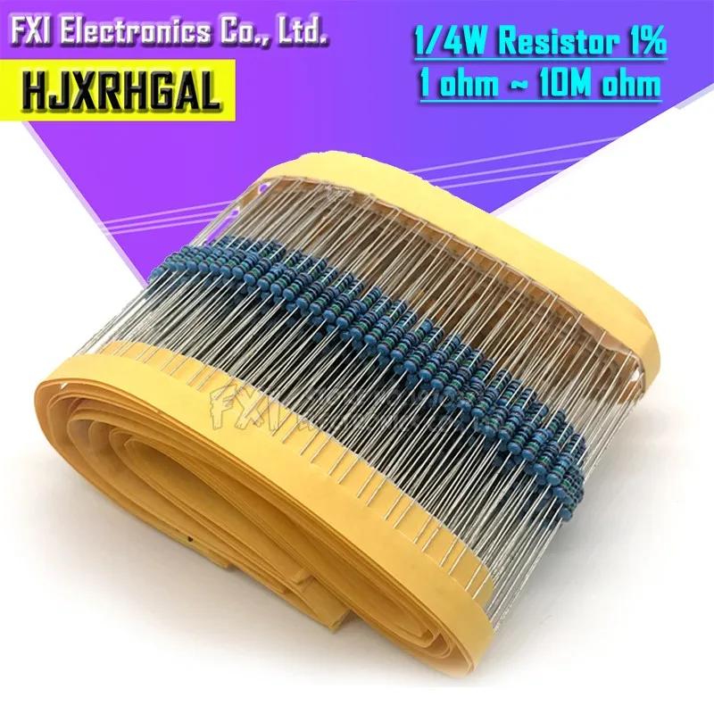 Metal Film Resistor 100pcs 1/4W 1R-22M 1% 100R-47K ohm