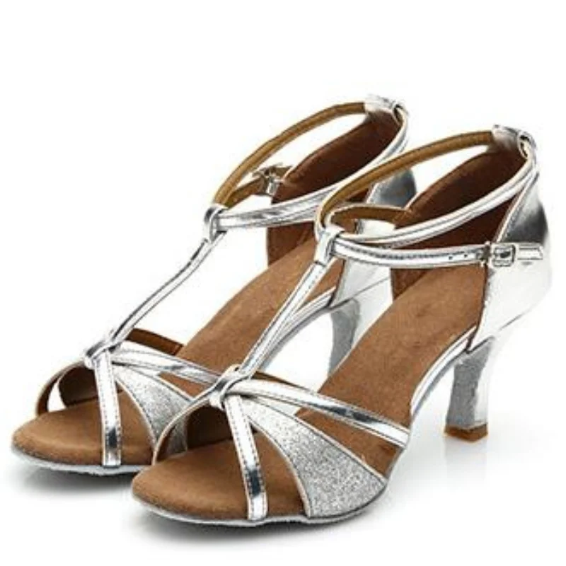 XIHAHA Fashion Latin Dance Shoes Women Girls‘Ballroom Tango Salsa Dancing Shoes for Ladies Soft Bottom High Heeled Sandals 5/7cm
