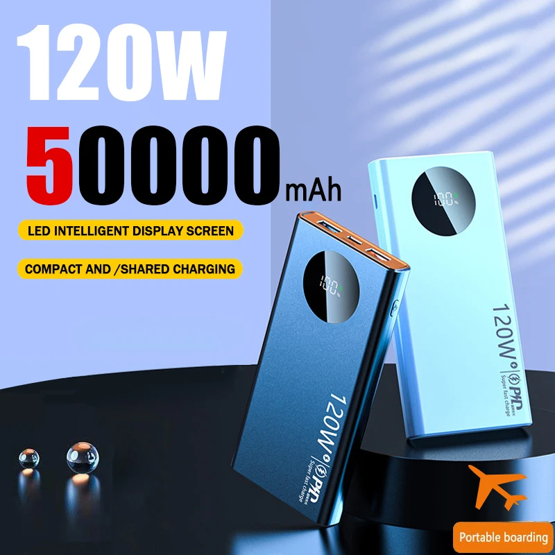 120W Super Fast Charging 50000mAh Thin And Light Power Bank Cell Phone Accessories External Battery Free Shipping