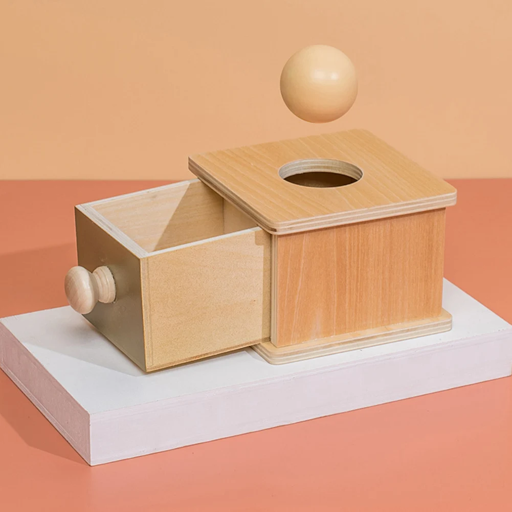 Montessori Wooden Ball Drawer with Tray Permanence Object Box Children Toddler Puzzle Games Early Educational Parent-child Toys