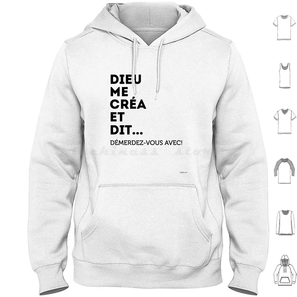 Dieu Me Crera Et Dit Démerdez-Vous Avec! Edo? Ste Felpa Con Cappuccio In Cotone Manica Lunga Idee Homme Homme Homme Pour Homme Homme