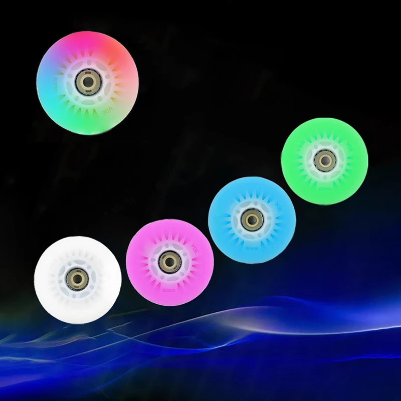 4pcs LED Flash Wheels 68mm/72mm/76m/80mm Inline Skates Rock Fancy Skates Light Up Wheels PU Tires Multi-color available roller skating wheels