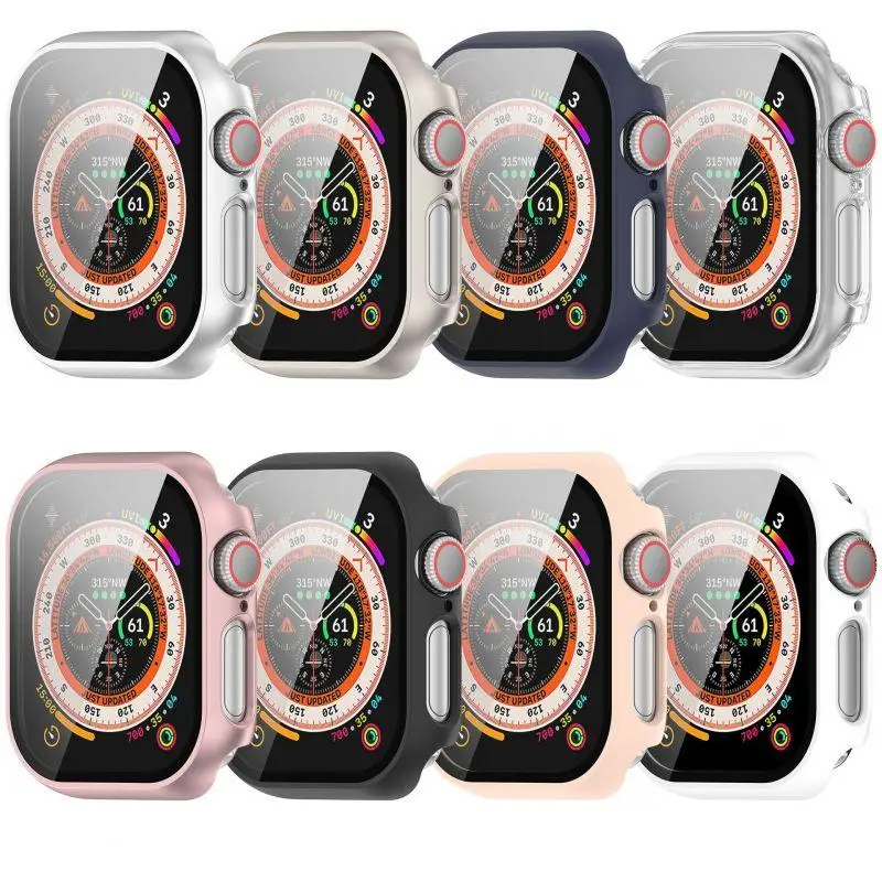 Premium Tempered Glass Apple Watch Screen Protector with PC Bumper Cover
