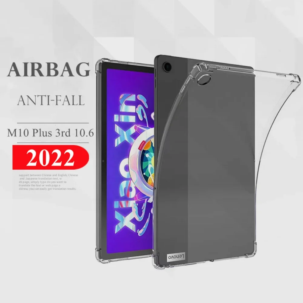 Capinha para Lenovo Tab M10 Plus 3rd Gen 10.6 2023 Silicone Escudo Macio Tpu Airbag Capa de Proteção Clara para Tb125fu Tb128fu