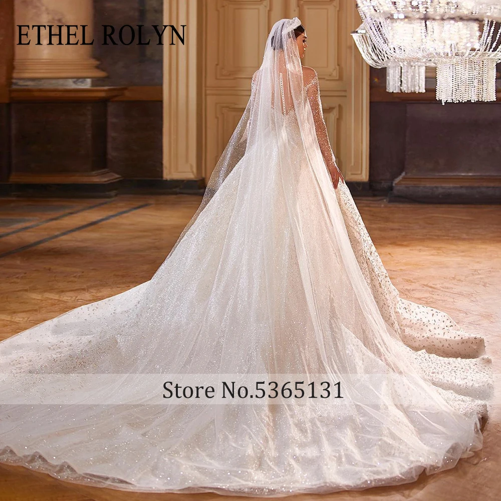 ETHEL ROLYN Luxury Wedding Dress For Women New Glitter Long Sleeve Princess sweetheart Backless Bridal Gown Vestidos De Novia