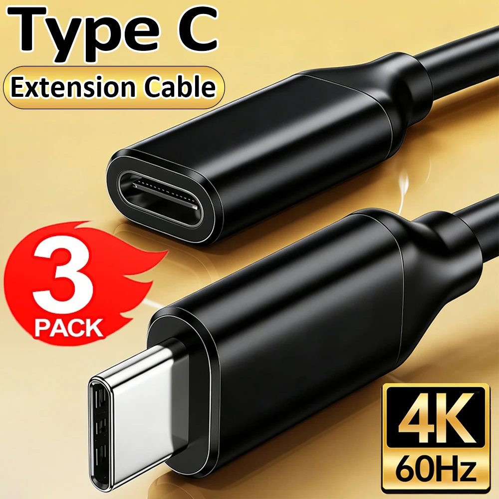 High-Speed USB-C Male to Female Extension Cable