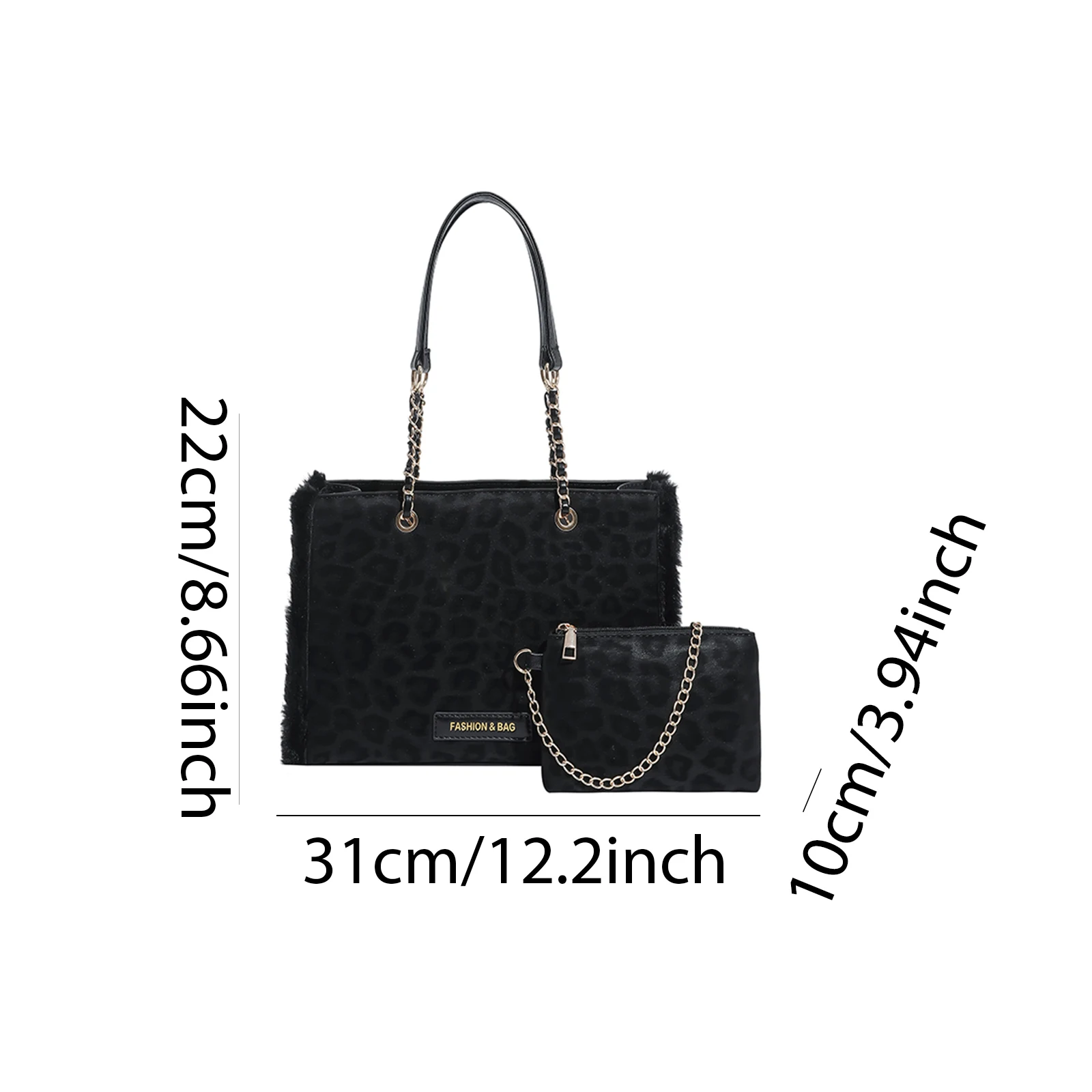 Women Faux Suede Leopard Print Underarm Shoulder Bag with Zipper Shoulder Tote Bag Large Capacity Handbag for Outing Commuting