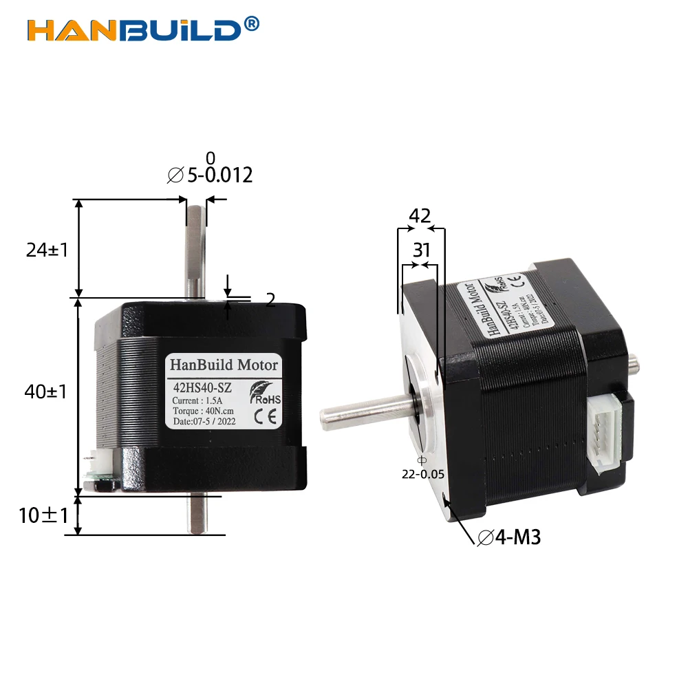 Stepper motor Nema17 17HS4401S-SZ 4-lead double shaft motor for 3D printer monitor equipment