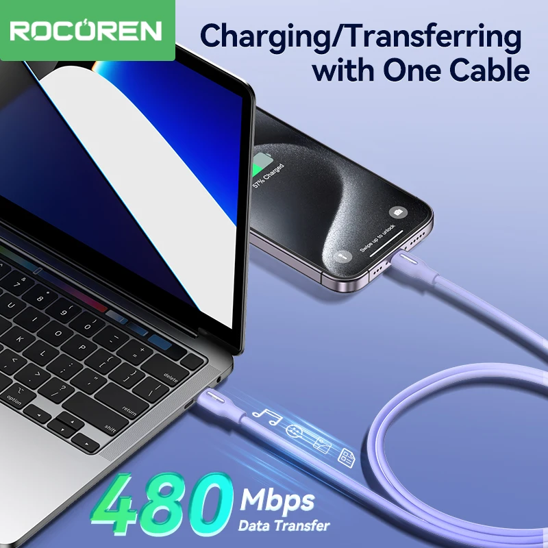 Rocoren PD 100W USB C to Type C Fast Charging Charger Cable Type-C Cord Quick Charging For iPhone 15 Samsung Laptop MacBook iPad Best Sellers In Phones Accessories