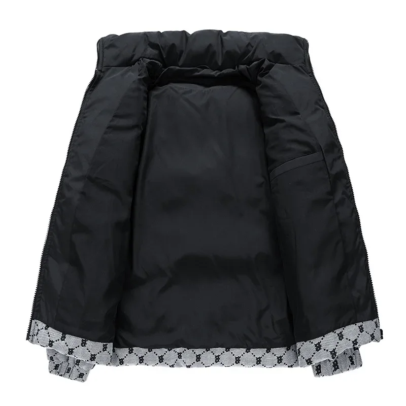 Contrast color high-end down jacket men's winter thickened trend splicing stand collar top 90 white duck insulation outfit