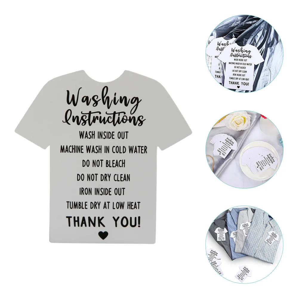 100 Pcs Shirt Care Instructions Cards Clothing Wash Guide Tags Small Business Supplies Blank Back Printing Products