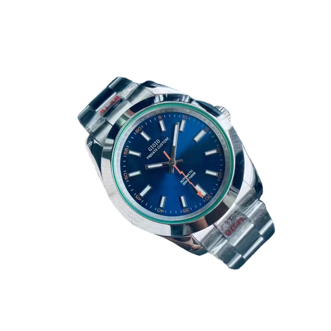 

Top AAAA Luxury Wrist Watches for Men Automatic Mechanical 8215 Blue Milgausses Sapphire Steel Strap Male Clocks Free Shipping