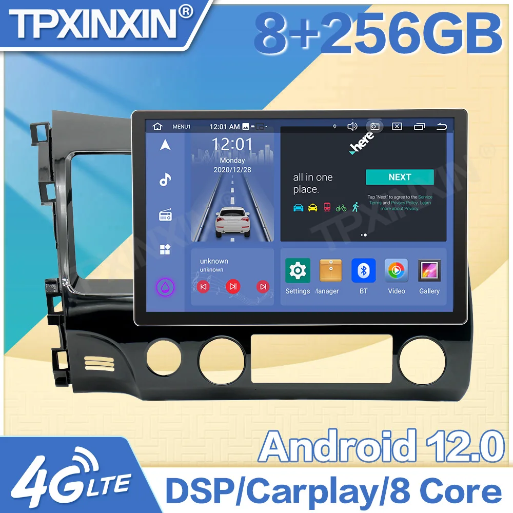 

13,3 ''Android 12 мультимедиа для Honda Civic 8 2005-2011 автомобильное радио стерео приемник Android GPS-навигация стерео видео головное устройство