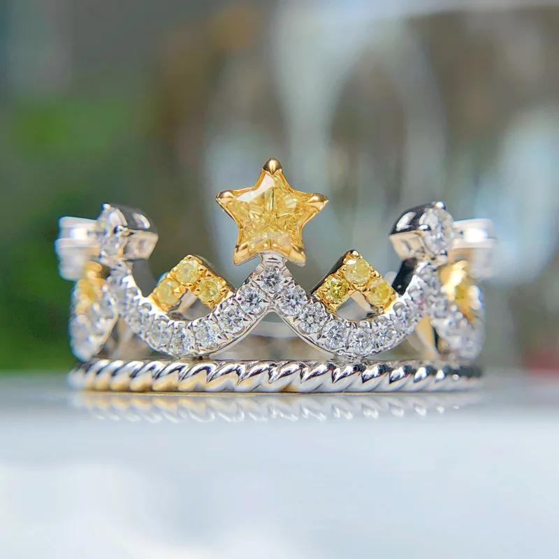 

Женское кольцо со звездами и короной, серебристое кольцо с имитацией бриллиантов, набор в виде принцессы, темпераментные аксессуары для косплея и вечеринки, 925