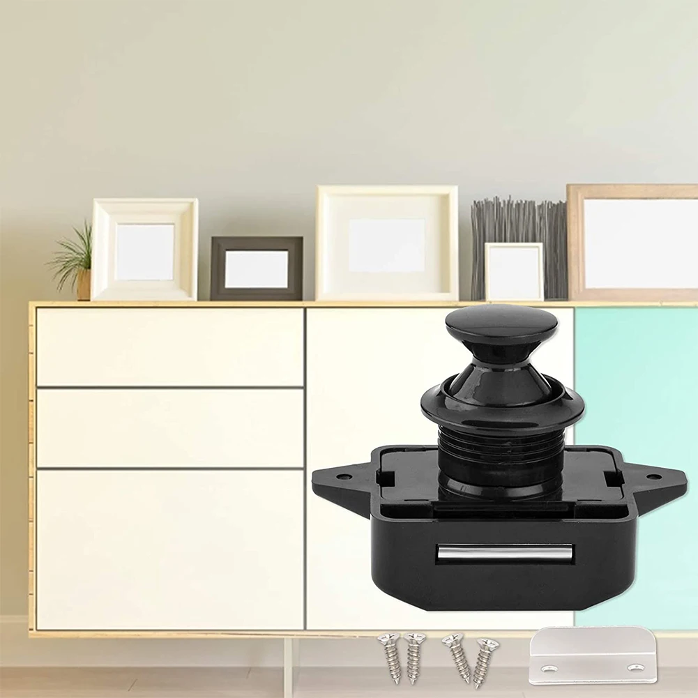 Description Picture 3 of itemBrand New Button Catch Lock Latch Push Button Accessories Zinc Alloy Cabinet Camper Caravan Knob L-shaped Gasket Parts