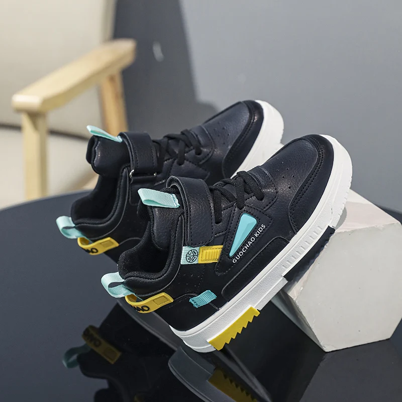 Brand Kids Sneakers Casual Shoes Boys High Top Leather Waterproof Board Shoes Children Non-slip Sports Walking Size 28-38