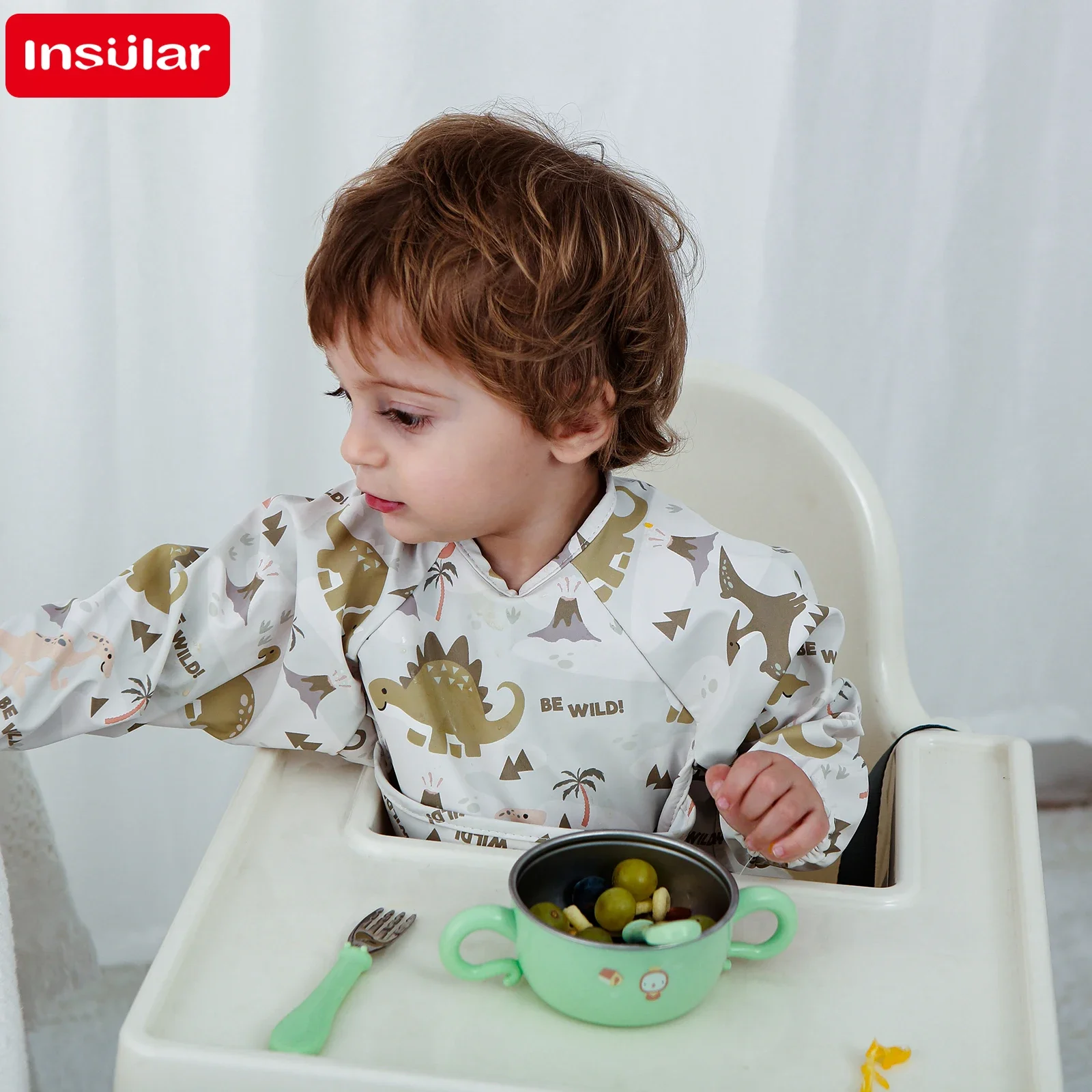 

Новый мягкий водонепроницаемый нагрудник для малышей с длинными рукавами регулируемая ткань для кормления для маленьких мальчиков и девочек рисунок детской еды