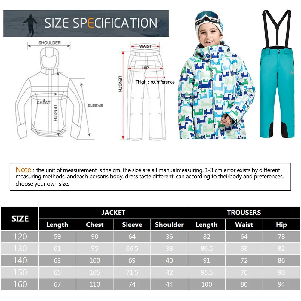 Windproof Children's Skiing Suits,Hooded Jacket Bib Pants,Snowboard Skiwear,Boys Girls Winter Warm Snowsuits for Outdoor Sports