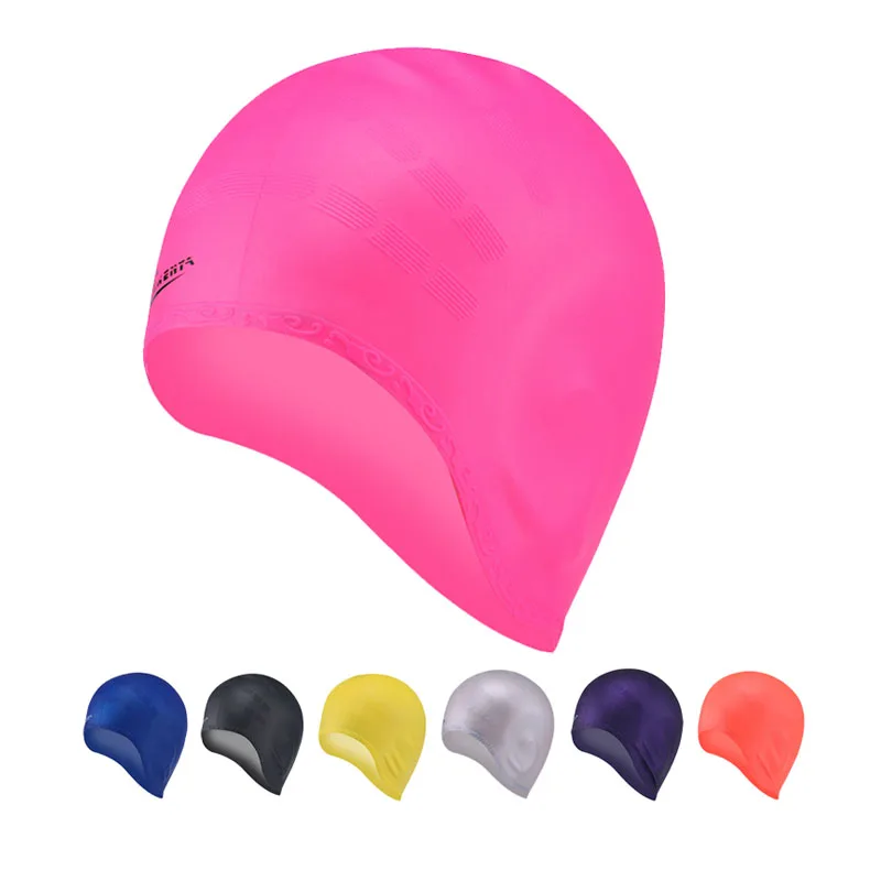 New-Silicone Swimming Cap With Ear Pockets Long Hair Large Men Ladies Hat 