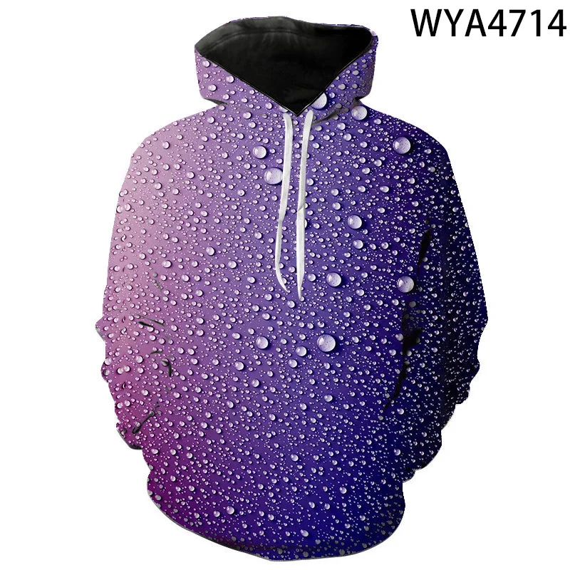 

Water Droplets Hoodies Men Women Children Autumn Long Sleeve Waterdrop 3D Pattern Print Boy Girl Cool Hooded Pullover Clothing