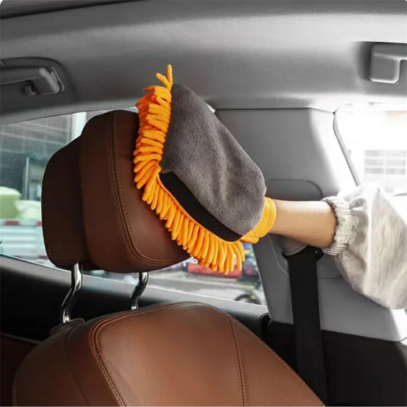 1-5 pcs Microfiber Car Wash Gloves Chenille Waterproof Mitt Soft Mesh Back Double-faced Glove Detailing Brush Car Cleaning Tool