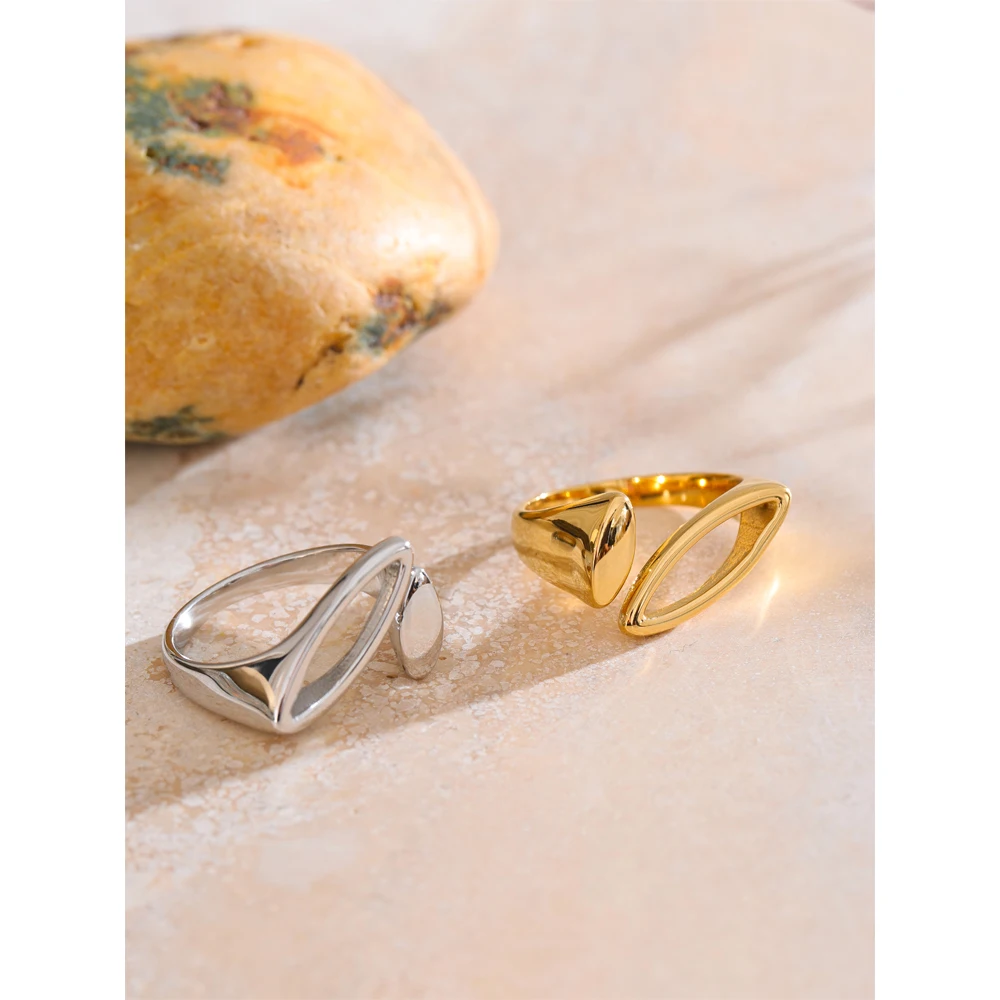 Yhpup Ring Stainless Steel Geometric