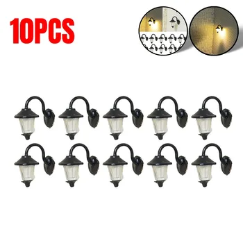 10 pezzi Lampade da parete Lampioni stradali a LED Case Set da costruzione Decorazioni per la casa da giardino Decorazione Artigianato Miniature Lampada completa 1