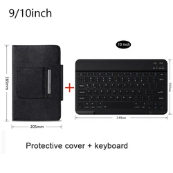 Universal Wireless Bluetooth Keyboard with Detachable Magnetic Leather Case (10 in Keyboard Case)