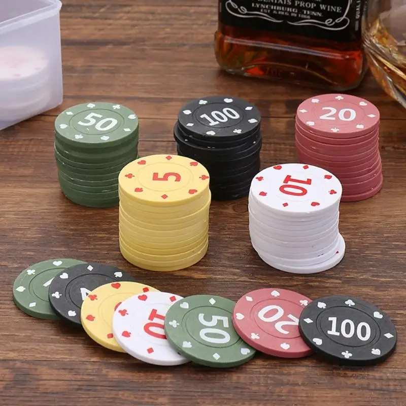100Pcs 포커 카드 게임 카지노 계산 게임 엔터테인먼트 포커 카드 칩 세트