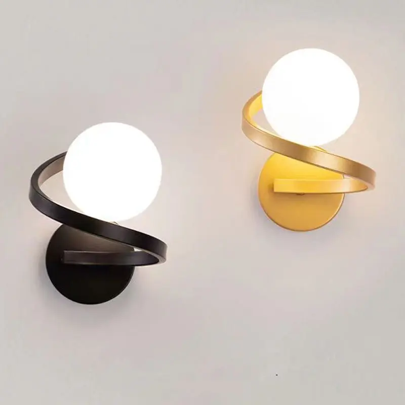 

European Minimalist Wall Lamp Creative Glass Light Bedroom Bedside Living Room Background Lamps Corridor Balcony Lights Fixtures