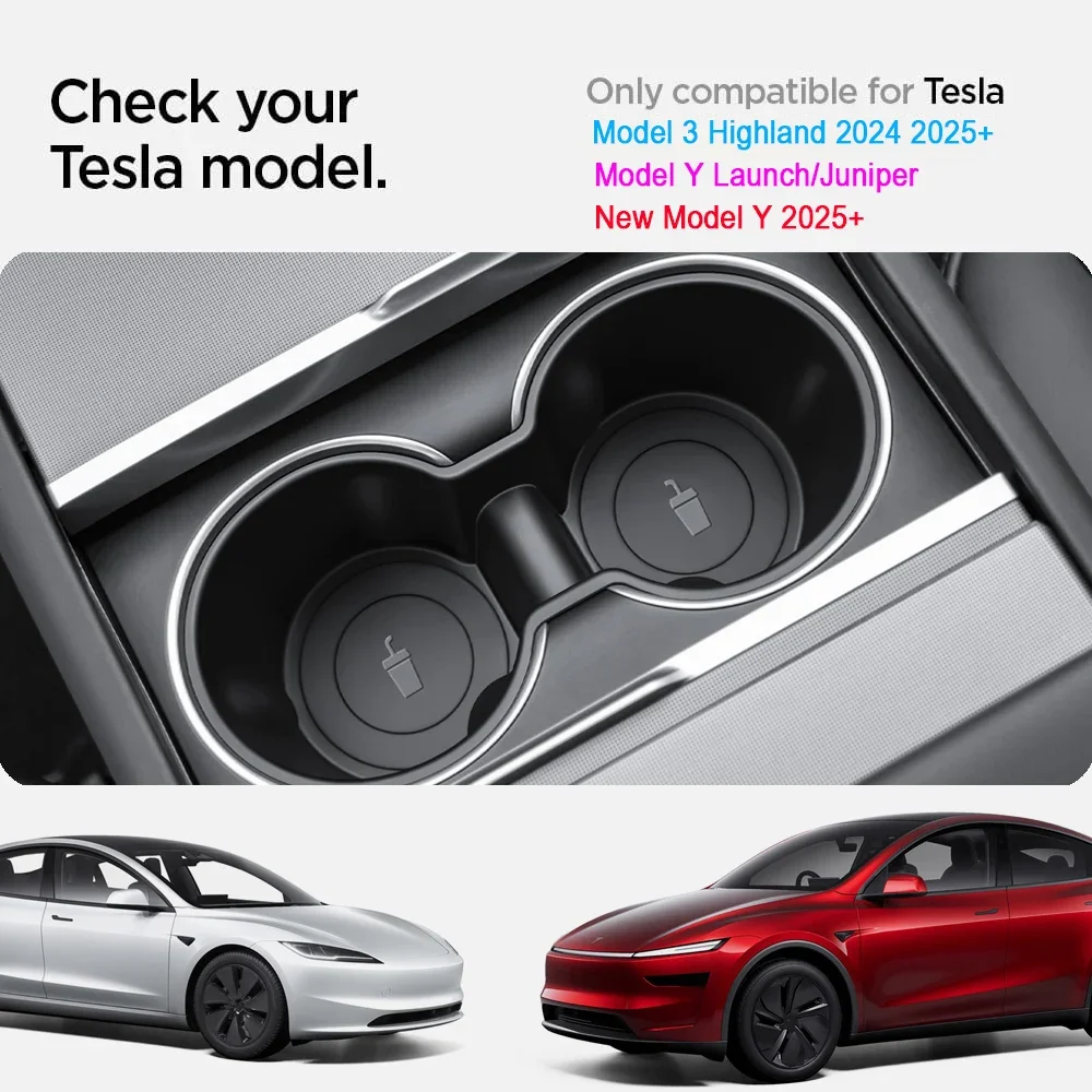 Cup Holder for Tesla Model 3 Y Juniper 2025 Center Console Storage Box Armrest Organiser Non-slip Phone Holder Car Accessories