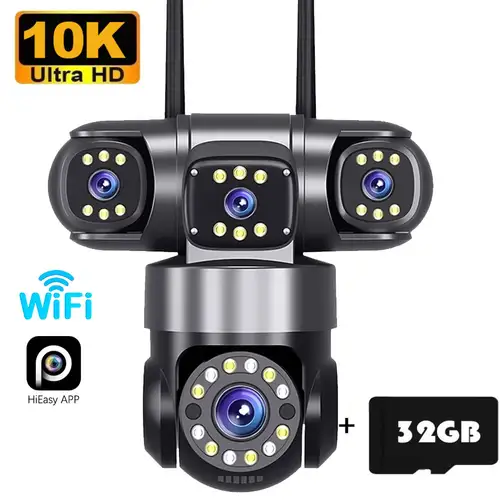 10K 20MP Home Security Outdoor WiFi Camera 4 Lens 4 Screen 360° 16X Zoom CCTV Wireless Surveillance PTZ Cam Security Protection - Image 7