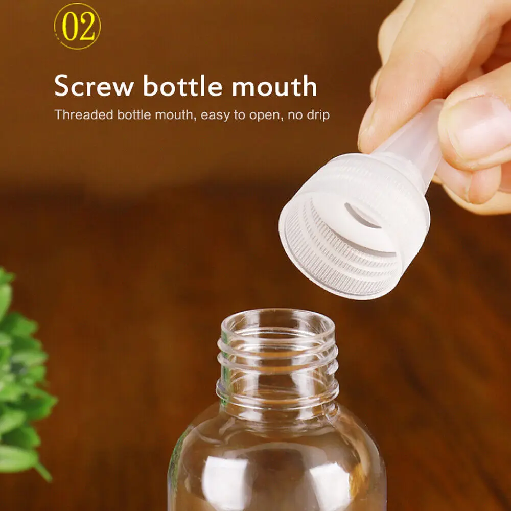 10-200ml Empty Dropper Bottle Transparent Plastic Refillable Nozzle Dropper with Cap Small Extrusion Bottle Portable Packing 5