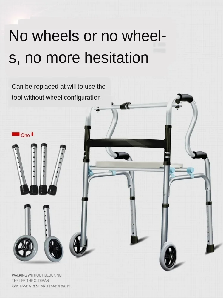 MultiFunction Walker for Elderly  DualUse Rehabilitation Travel Walking Stick with Seat and Durable Trolley Mobility Aid Chair 4