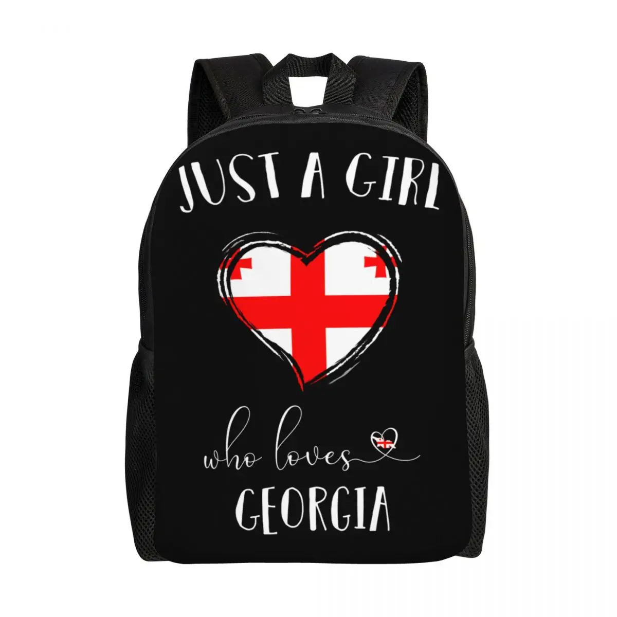

Just A Girl Who Loves Georgia Backpacks for Men Women Waterproof School College Georgian Home Country Bag Print Bookbag