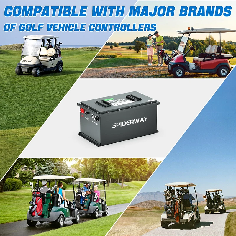 72V 105Ah Golf Cart Lithium LiFePO4 Battery 200A BMS with Touch Monitor & Mobile APP 6000+ Cycle Max 14.72kW Power Output