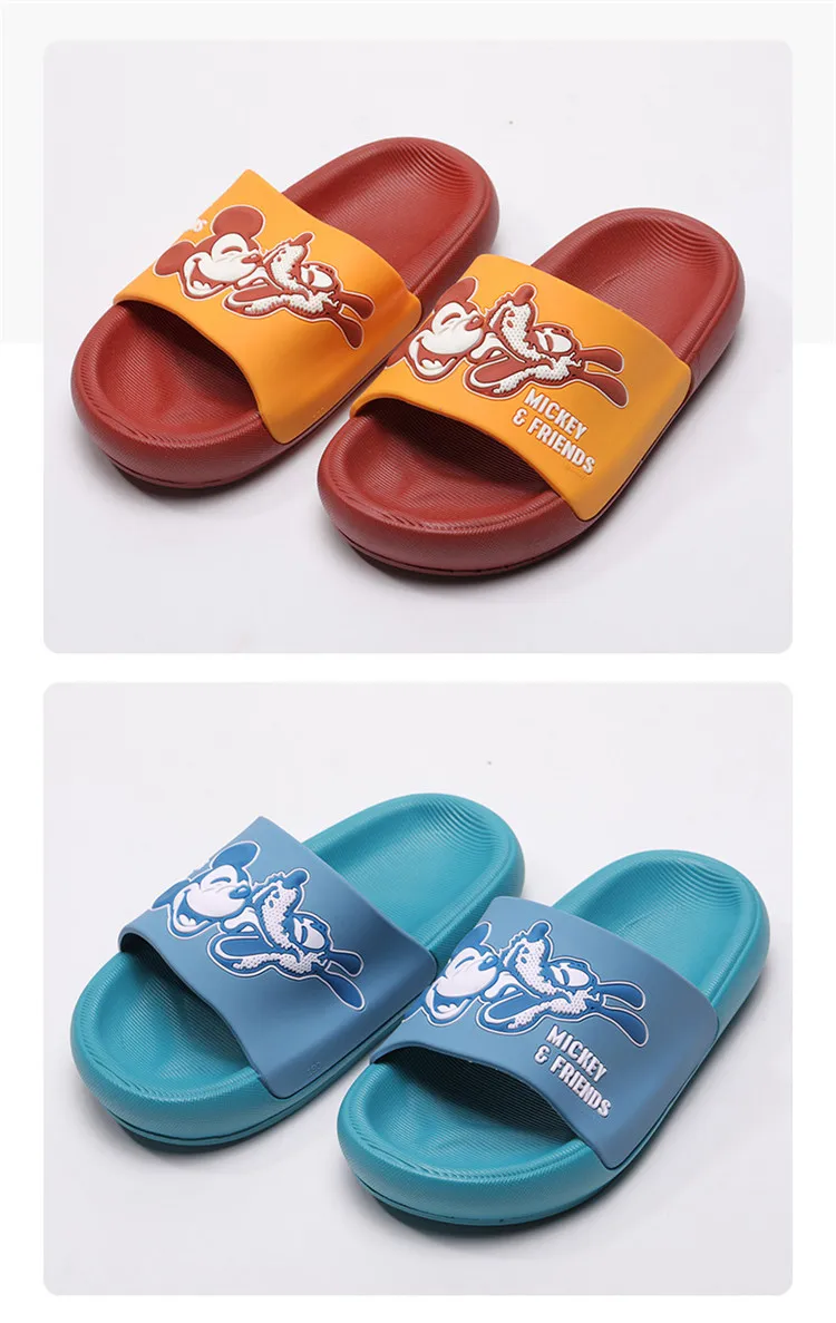 girls leather shoes Disney Mickey mouse Slides Summer Slippers Designer Kids plaform Shoes Baby Boys Shoes Child Flats best leather shoes